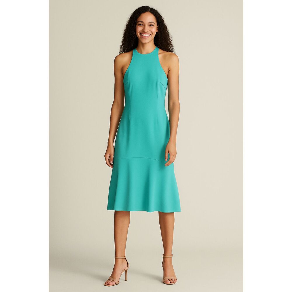 Ralph Lauren Teal Sleeveless Halter Midi Dress NWT Size 6